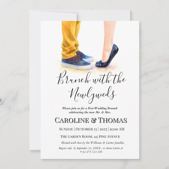 Convites Caligrafia Moderna Casual de Casamento Poste Brunc (Frente)