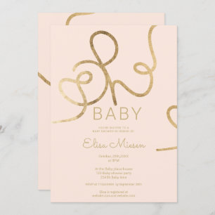 Convites Caligrafia moderna de blush de ouro cônico Oh chá