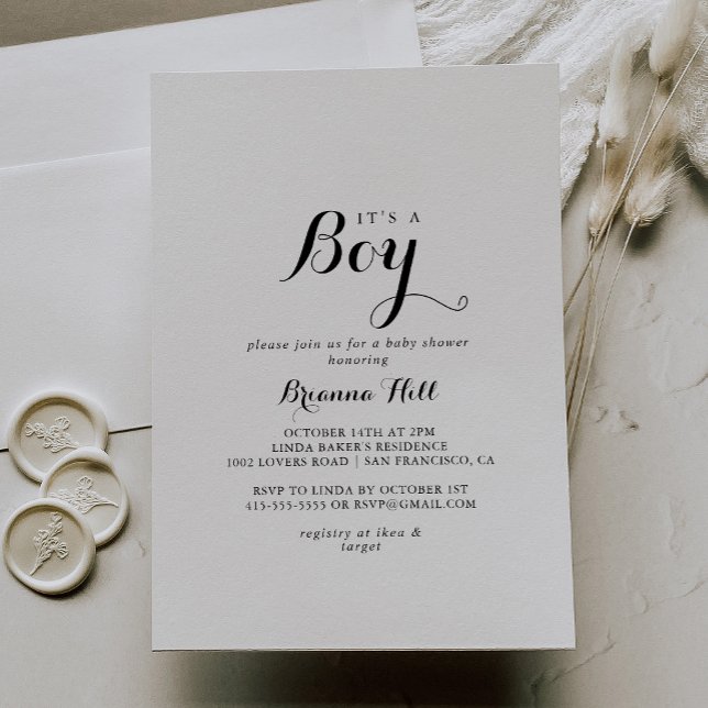 Convites Caligrafia moderna É um Chá de fraldas (Criador carregado)