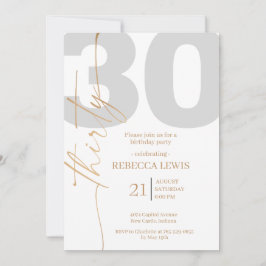 Convites Caligrafia Moderna Elegante 30 Aniversário Adulto