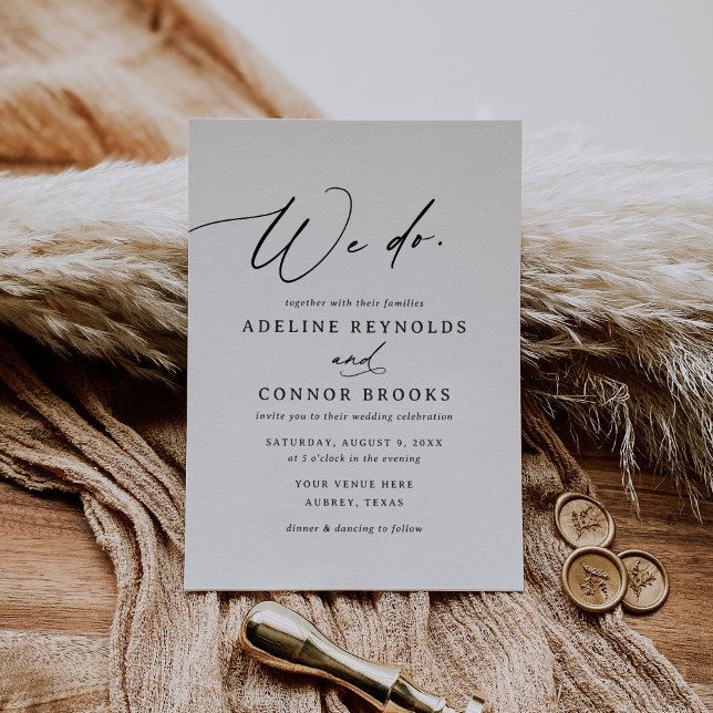 Convites Caligrafia Moderna Elegante Fazemos Casamento (Criador carregado)