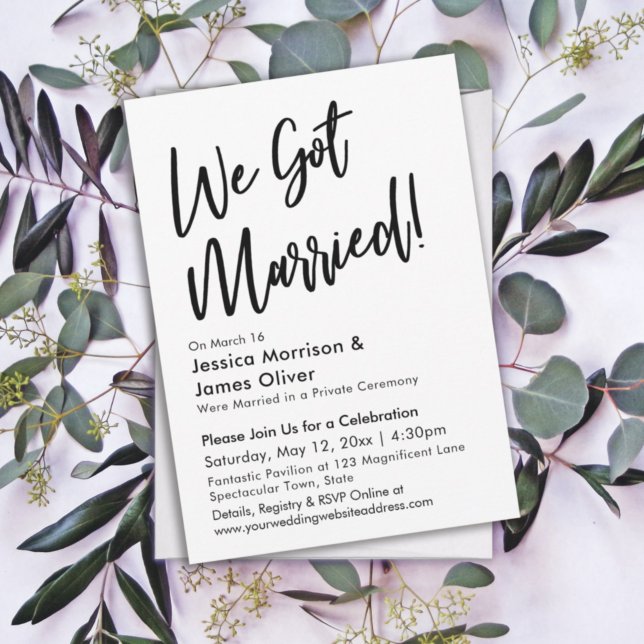 Convites Caligrafia Moderna Minimalista Nós Casamos! (Criador carregado)