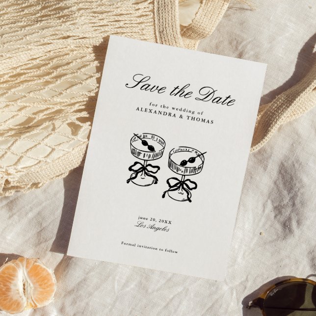 Convites Caligrafia moderna Preto e Branco Salvar a Data (Criador carregado)