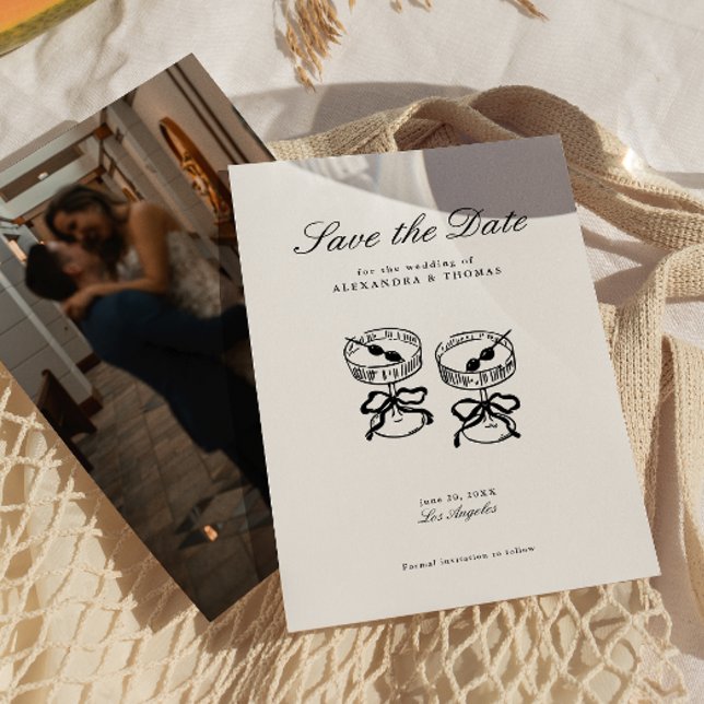 Convites Caligrafia moderna Preto e Branco Salvar a Data (Criador carregado)