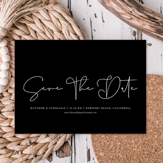 Convites Caligrafia Moderna Simples Não Foto Salvar A Data (Criador carregado)