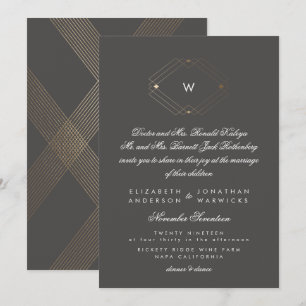 Convites Caligrafia Monograma Formal Carvões