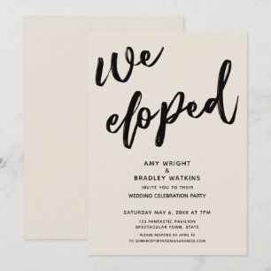 Convites Caligrafia Nós Fugimos Recepção de Casamento Creme