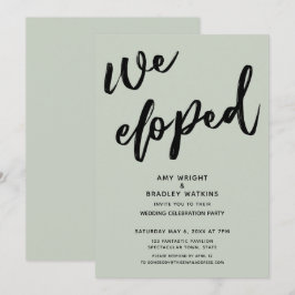 Convites Caligrafia Nós Fugimos Recepção de Casamento Verde