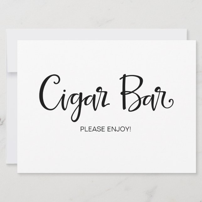 Convites Caligrafia | Placa de casamento "Cigar Bar" (Frente)