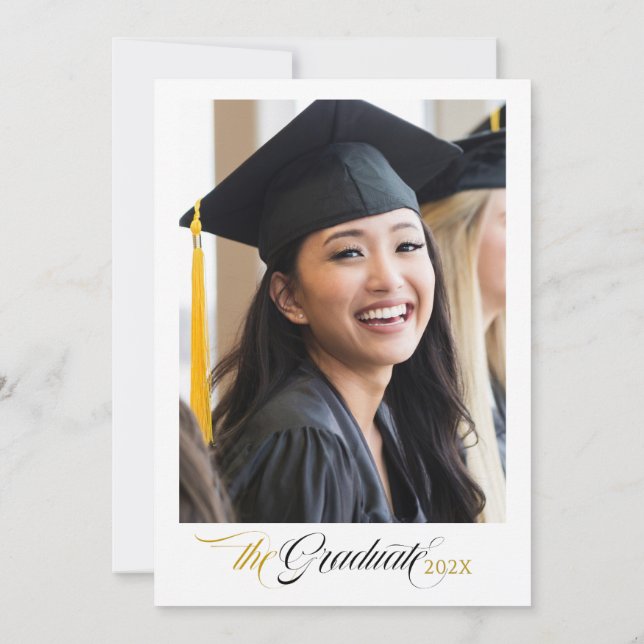Convites Caligrafia Preta Foto Personalizada (Verso)