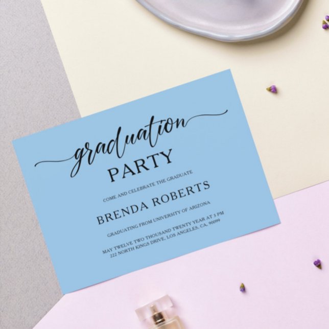 Convites Caligrafia Preta Mínima E Impressionante Em Azul (Criador carregado)