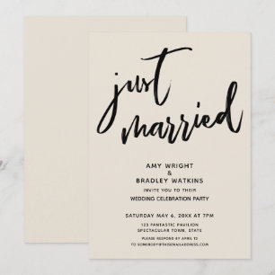 Convites Caligrafia Recém Casados Creme Recepção de Casamen