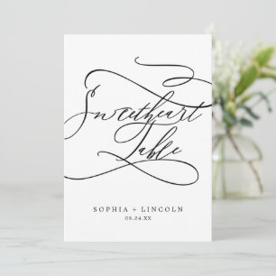 Convites Caligrafia Romântica 5x7" Número da Mesa