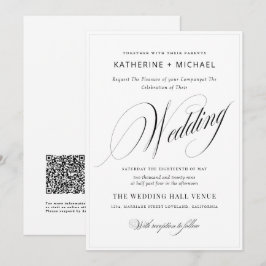 Convites Caligrafia Romântica Simples e Casamento Chic