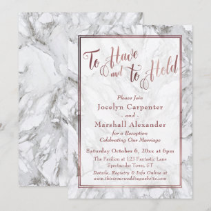 Convites Caligrafia Rosa Dourada para ter e segurar Marble