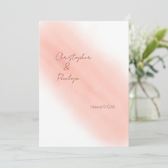 Convites Caligrafia Rosa Esbranquiçada Aquarela Salvar Data (Em pé/Frente)