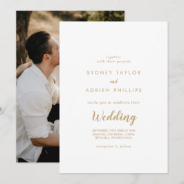 Convites Caligrafia Simples|Casamento Informal de Foto Dour