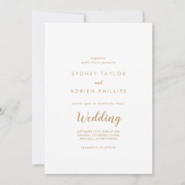 Convites Caligrafia Simples|Casamento Informal Dourado