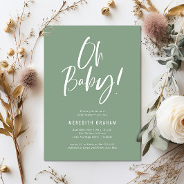 Convites Caligrafia Simples Chá de fraldas Neutro de Gênero