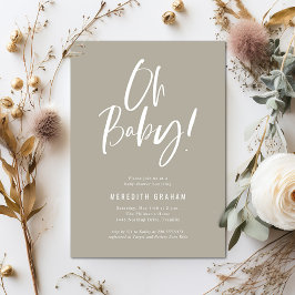 Convites Caligrafia Simples Chá de fraldas Neutro de Gênero