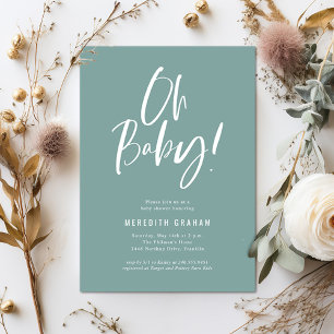 Convites Caligrafia Simples Chá de fraldas Neutro de Gênero