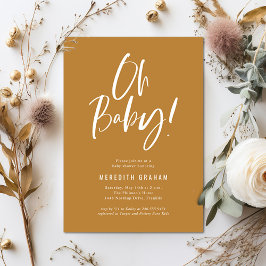 Convites Caligrafia Simples Chá de fraldas Neutro de Gênero