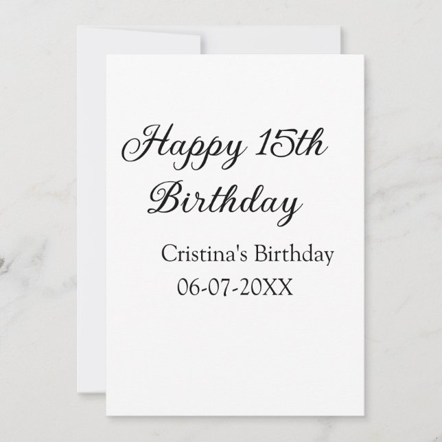 Convites caligrafia simples e feliz aniversário de 15 (Frente)