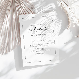 Convites Caligrafia Simples La Boda De Casamento Espanhol