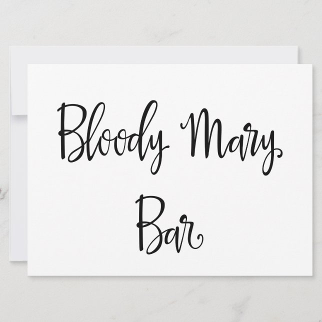 Convites Caligrafia Simples | Placa de casamento bar Bloody (Frente)