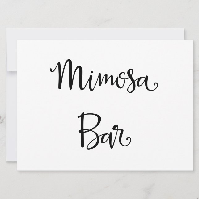 Convites Caligrafia Simples | Placa de casamento Mimosa Bar (Frente)