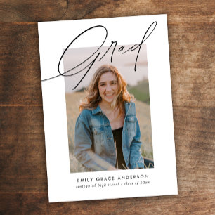 Convites Caligrafia Simples Três Graduação Fotográfica