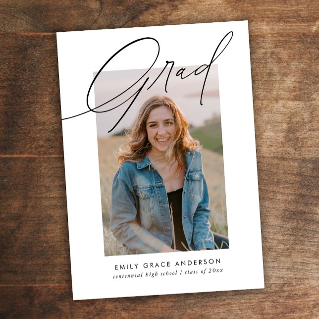 Convites Caligrafia Simples Três Graduação Fotográfica (Criador carregado)