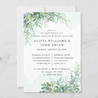 Convites Caligrafia simples verde-rústico