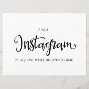 Convites Caligrafia   Sinal de casamento "Se você Instagram