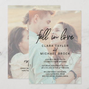 Convites Caligrafia Whimsical Cai No Amor Casamento RSVP