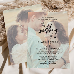 Convites Caligrafia Whimsical Foto Esmaecida De Casamento