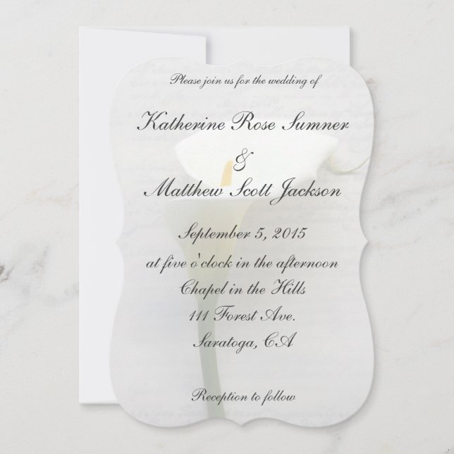 Convites Calla Lily na caligrafia antiga (Frente)