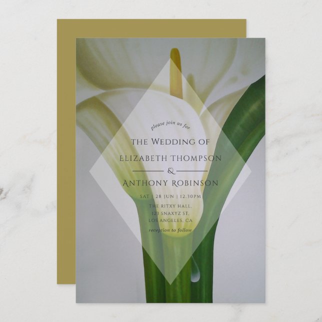 Convites Calla Lily Wedding (Frente/Verso)