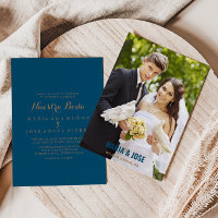 Calligrafia Blue Brown Foto Nuestra Boda Wedd