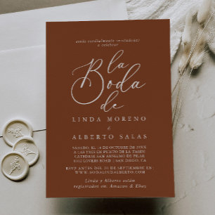 Convites Calligrafia Formal Terracotta La Boda de Wedding