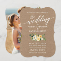 Calligrafia Yellow Floral Wedding Kraft Foto