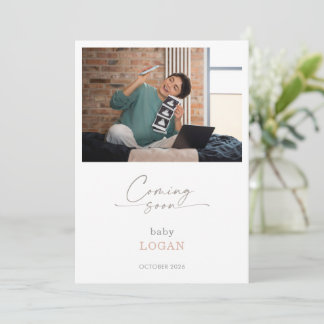 Convites Calligraphy Chic Pastel Coming Soon Pregnancy Card