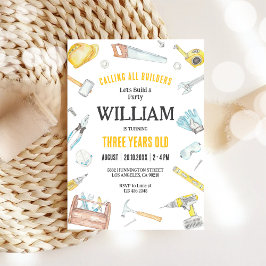 Convites Calling All Builders Kids Boy Birthday Invitation