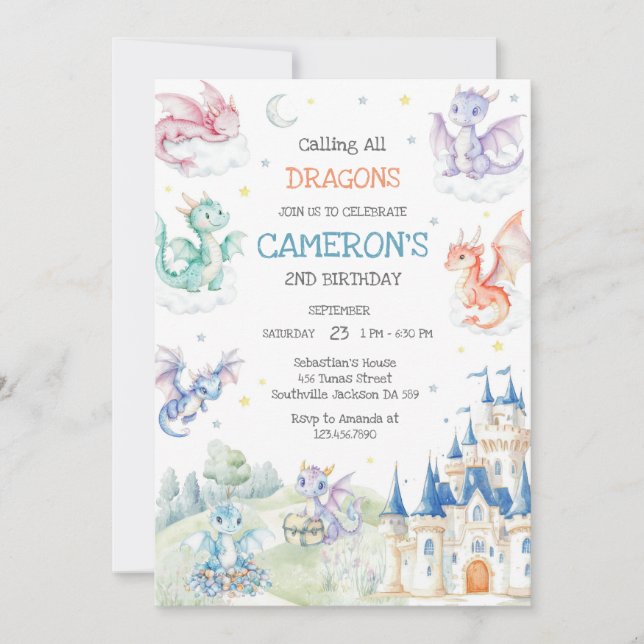 Convites Calling All Dragons Birthday Invitation (Frente)