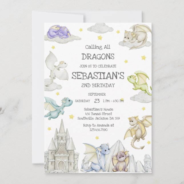 Convites Calling All Dragons Birthday Invitation (Frente)