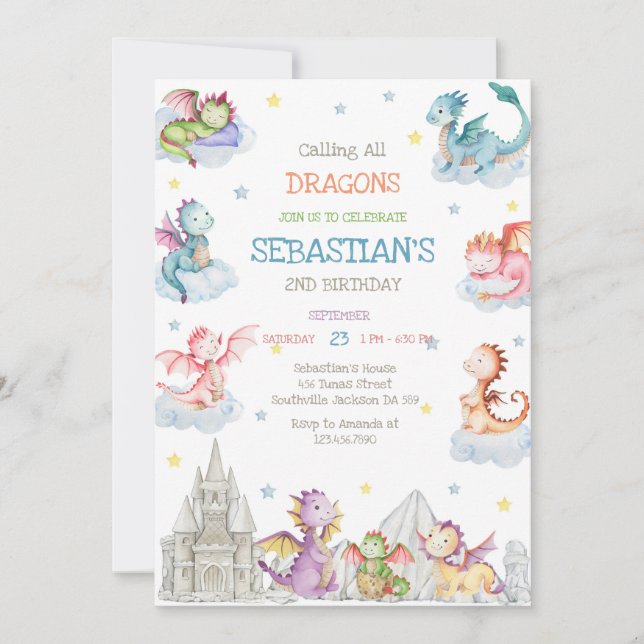 Convites Calling All Dragons Birthday Invitation (Frente)