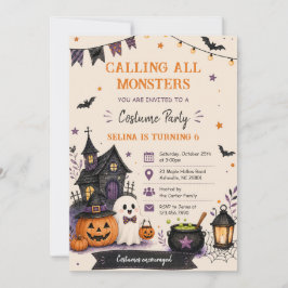 Convites Calling all monster Halloween Birthday party