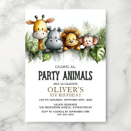 Convites Calling All Party Animals 1st Birthday Party