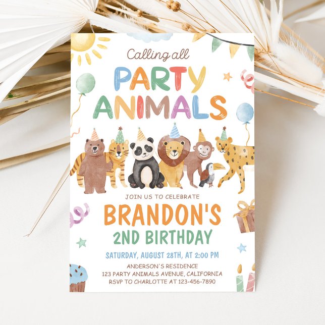 Convites Calling All Party Animals Birthday Invitation (Criador carregado)