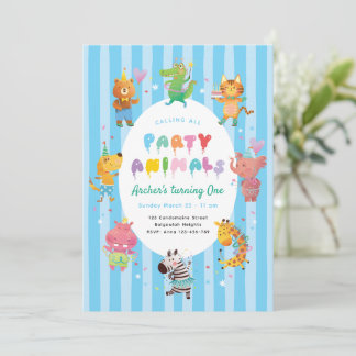 Convites Calling All Party Animals, Kids Animal Theme Party